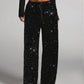 🎄🎁Christmas Sale 50% OFF🥰Women's Sequin Sparkle Wide Leg Pants with Elastic Waistband