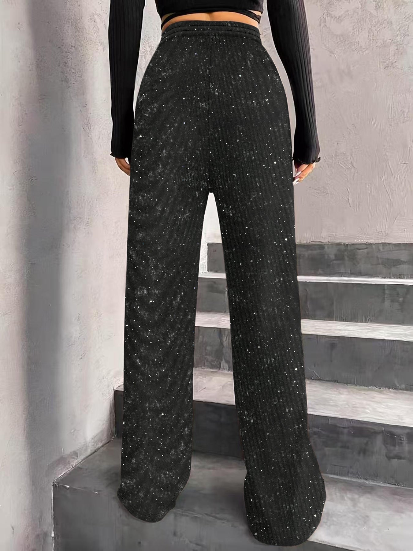 🎄🎁Christmas Sale 50% OFF🥰Women's Sequin Sparkle Wide Leg Pants with Elastic Waistband