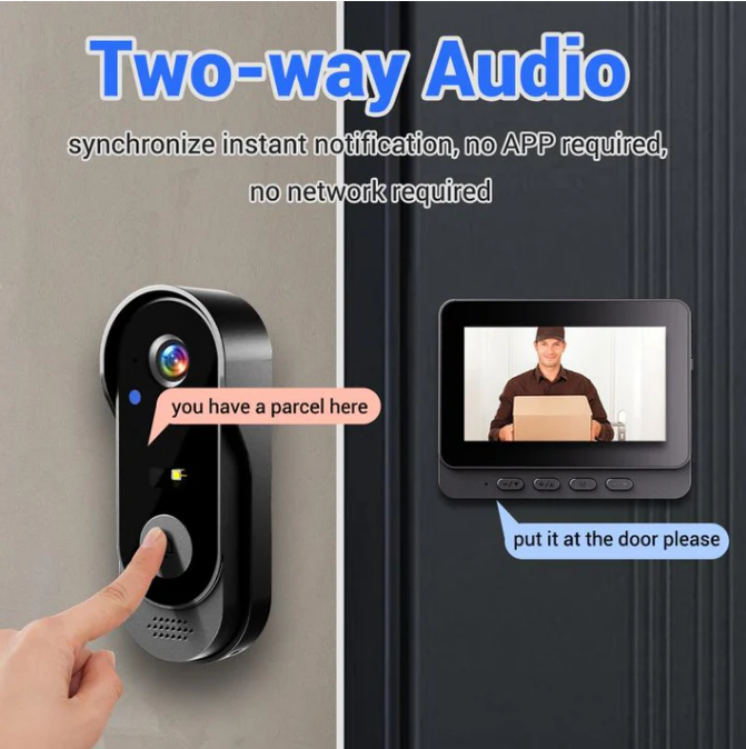 50% OFF NOW ! 🔥Wireless doorbell camera: 1080P, 170° angle, 4.3-inch screen, IPX65 outdoor waterproof, night vision