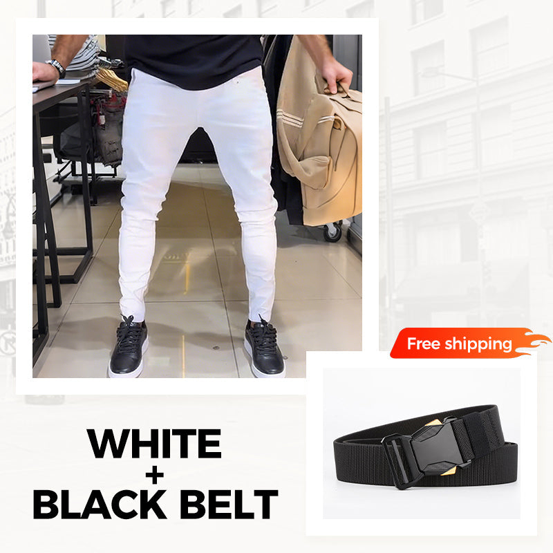 🖤 LAST DAY: 50% OFF! 🖤 Men’s Casual Slim-Fit Solid Color Pants+Belt ❄️