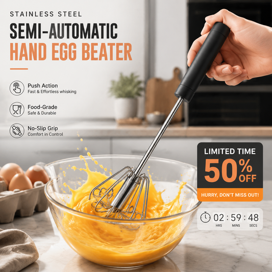 ⚡Buy 1 Get 1 Free⚡Stainless Steel Hand Egg Beater | Effortless Whisking – No Batter Splatter, Dishwasher Safe & Built to Last