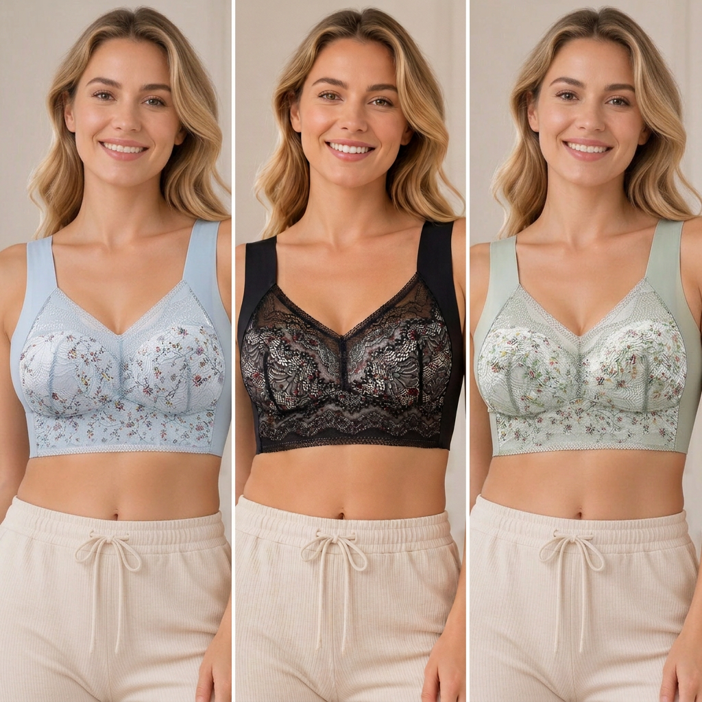 Women's Seamless Floral Lace Support Bra