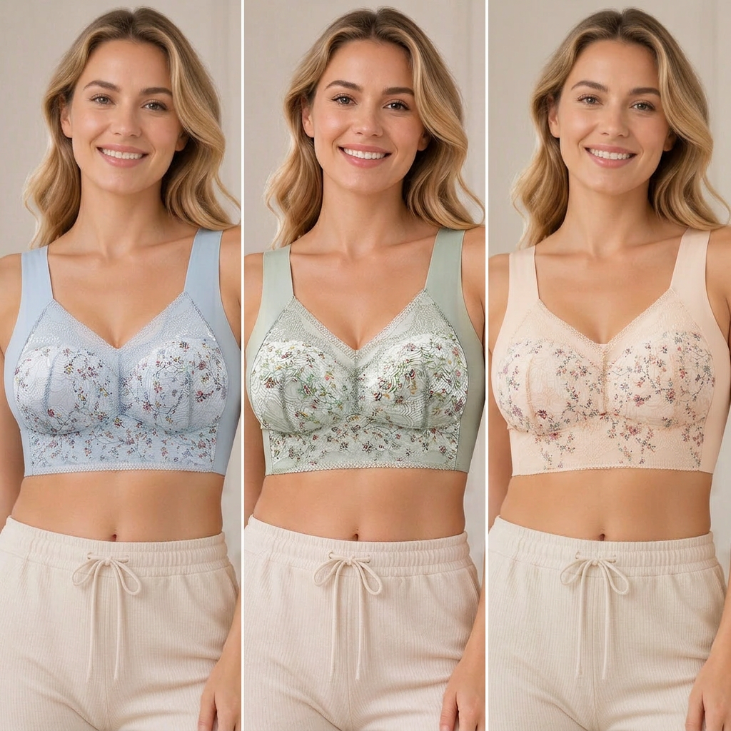 Women's Seamless Floral Lace Support Bra