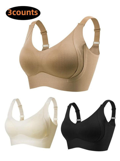 🎁Last Day Buy 1 Get 3 Packs🔥💕Women's Ribbed Push Up Adjustable Wireless Bra