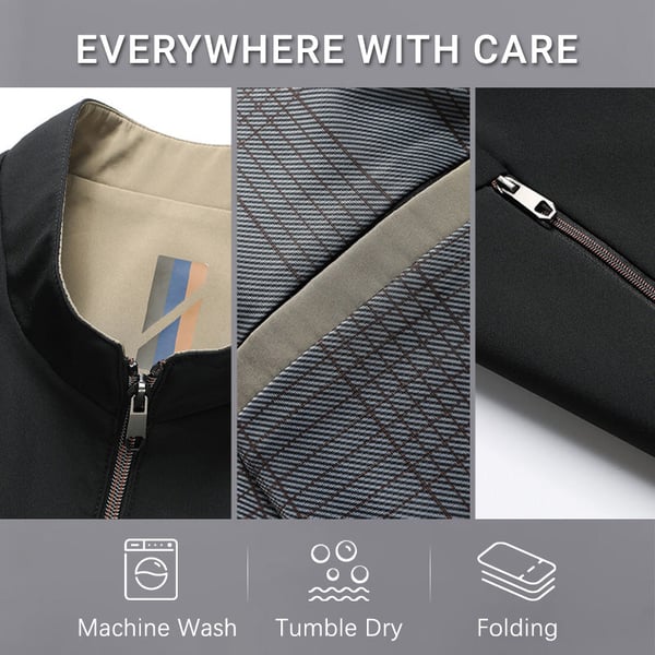 🧥 60% OFF HOT SALE! ✨ Men's Standing Collar Zipper Jacket - Modern Casual Design with Lightweight Warmth for Everyday Style ⚡🛒