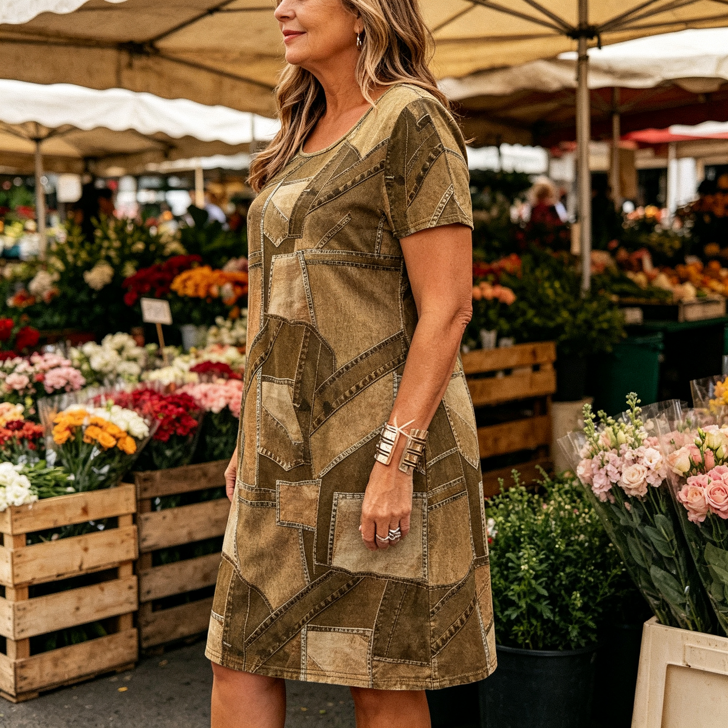 Women's Casual Patchwork Pattern Dress
