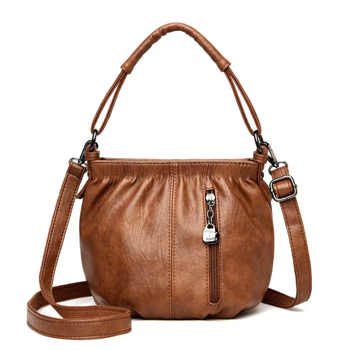 👜 50% OFF NOW! 🎀 Casual Pleated Bucket Leather Handbag – Soft Leather, Versatile Style & Adjustable Shoulder Strap ✨