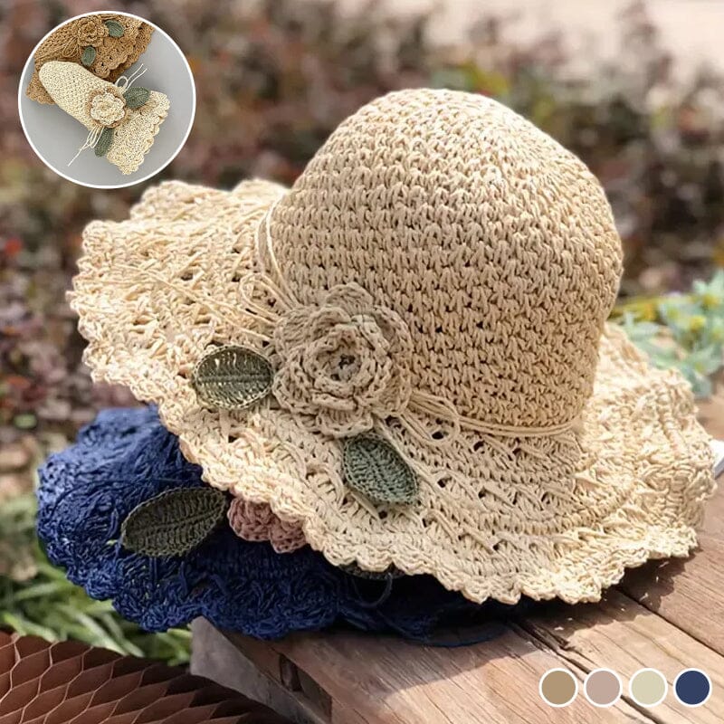 👒Buy 1 Get 1 Free-2Pcs🌸Elegant Crochet Straw Hat with Ruffle Detail