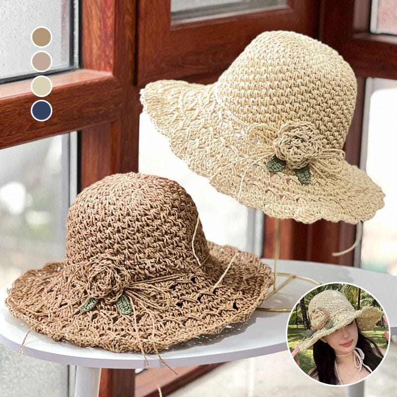 👒Buy 1 Get 1 Free-2Pcs🌸Elegant Crochet Straw Hat with Ruffle Detail