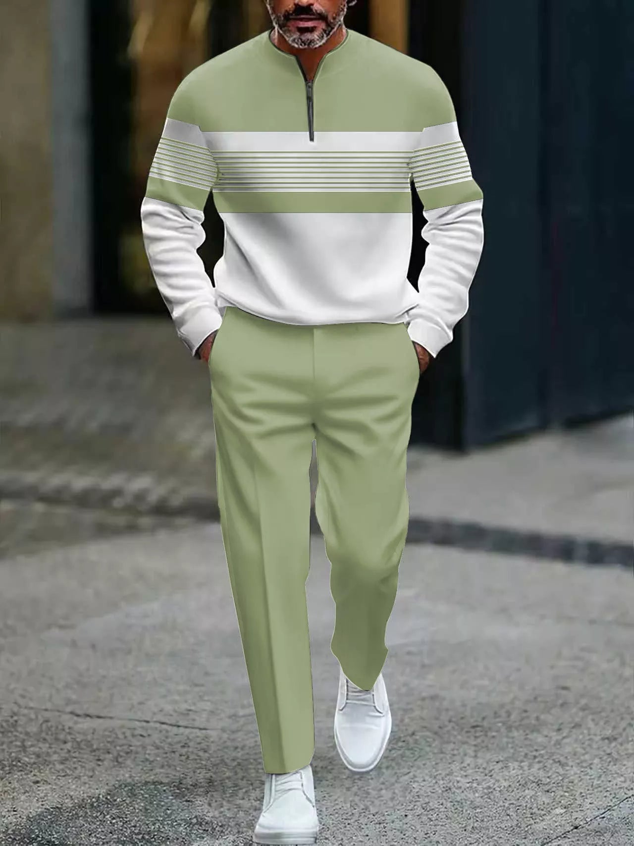 🎁New arrival 50% OFF💥Men's Graphic Print Pullover & Pants Set – Street Style, Comfort Fit & Casual Look 👖