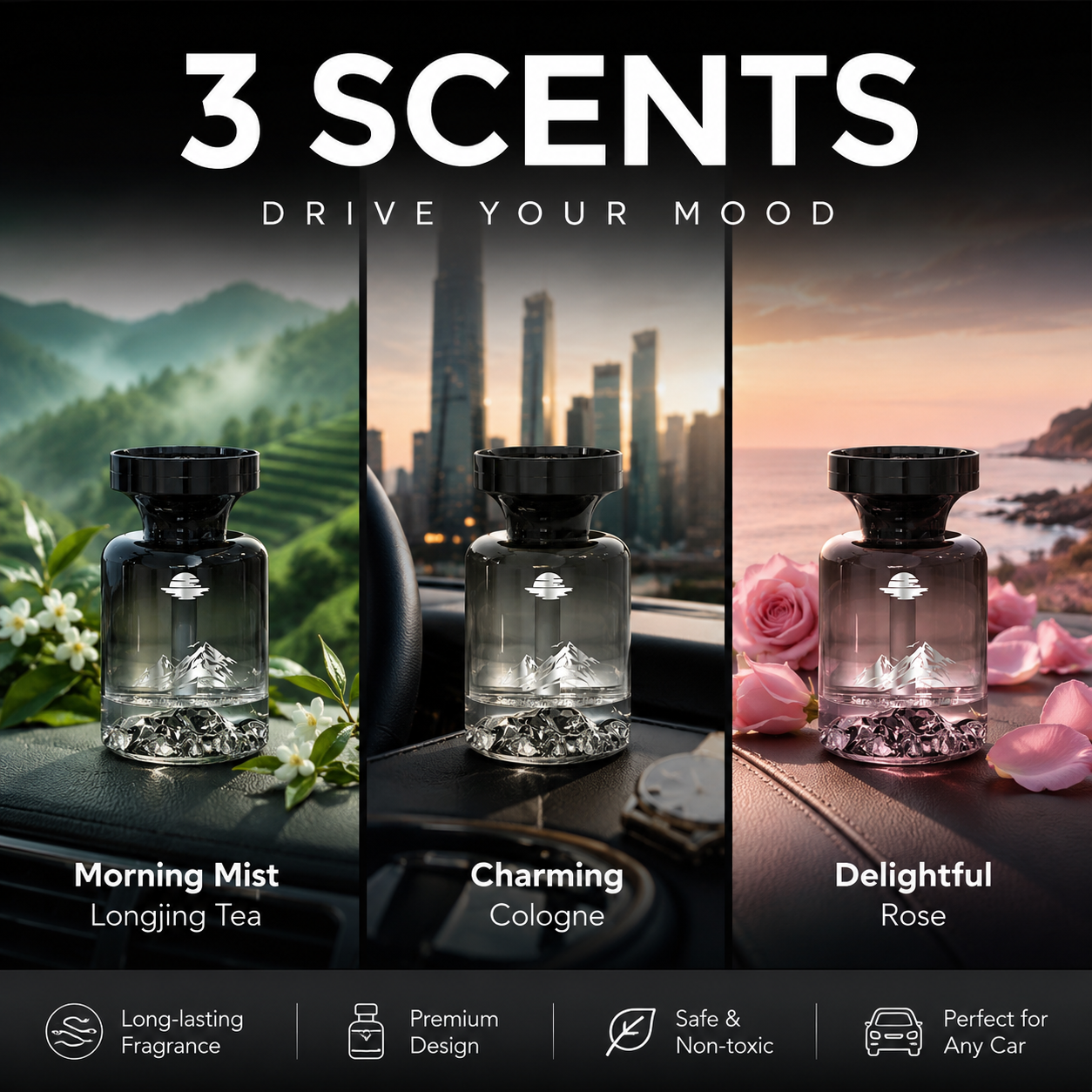 💞50K+ SOLD!🚗🌿110ml Long-Lasting Car Air Freshener – Natural plant extracts, eliminates smoke & pet odours. Weeks of freshness. Mountain design. Breath easy! 💨✨