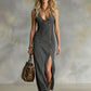 ⌛Limited-Time Offer-Sleeveless V-Neck Button-Front Denim Maxi Dress