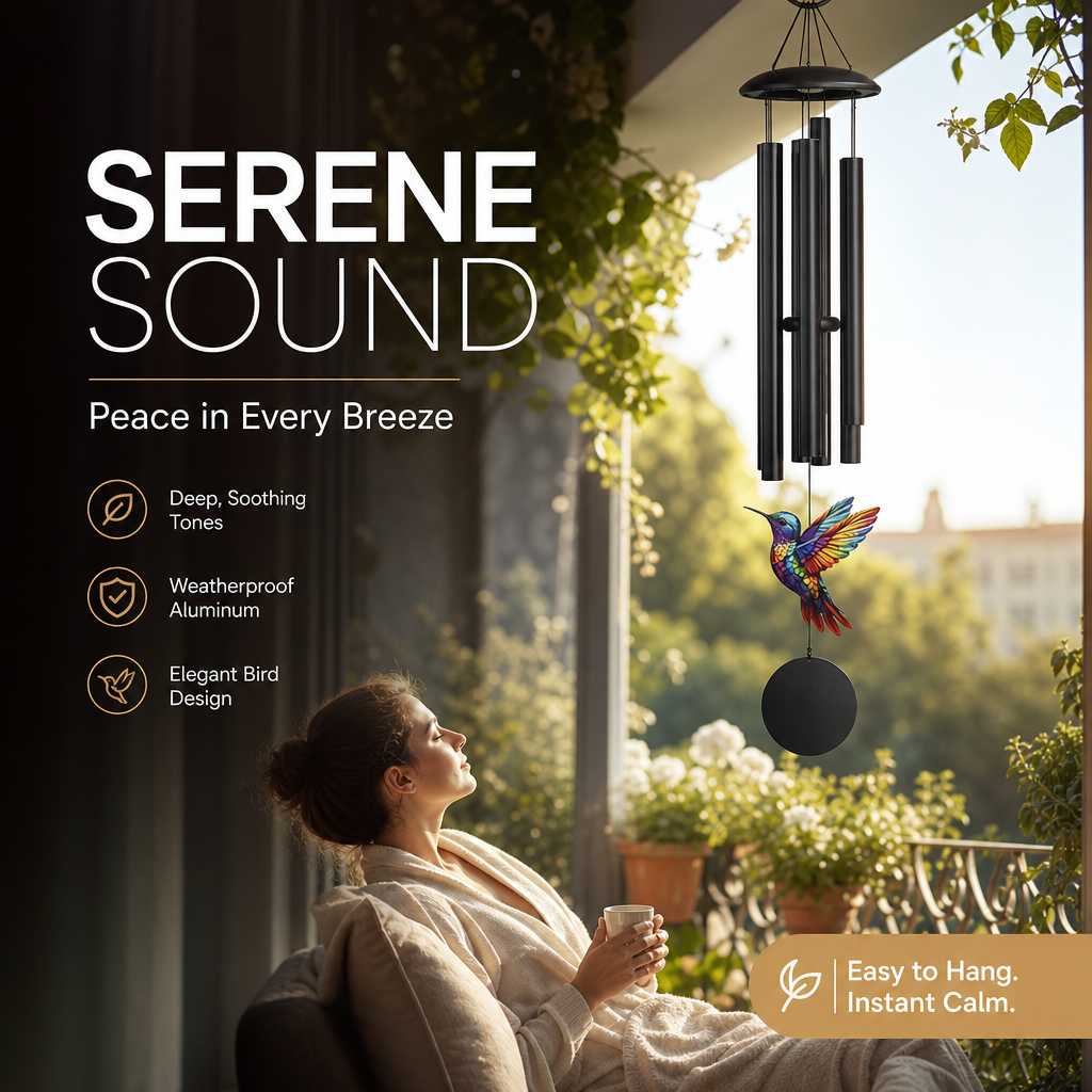 🎵 LIMITED-TIME 50% OFF! 💥 Vintage Metal Wind Chimes | Elegant Black Aluminium Garden Decor with Bird & Butterfly Accents for Patio & Porch