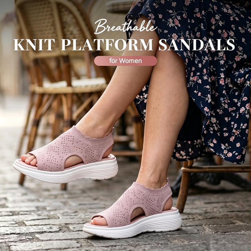 🏝️👡Women's Breathable Knit Platform Sandals🎁