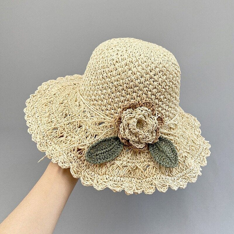 👒Buy 1 Get 1 Free-2Pcs🌸Elegant Crochet Straw Hat with Ruffle Detail