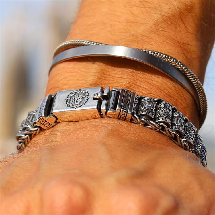 🥳2026 HOT SALE🥳💞50K+ SOLD!✨ 💝Tibetan Prayer Wheel Bracelet – 925 Sterling Silver, Lucky Charm & Valentine's Day Gift
