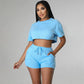 🌈Buy 2 get 10% off & Free Shipping🌸Women's 2 Piece Outfits, Round Neck Top & Drawstring Shorts