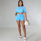 🌈Buy 2 get 10% off & Free Shipping🌸Women's 2 Piece Outfits, Round Neck Top & Drawstring Shorts