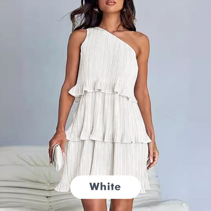 👗49% - discount💥-Women's One Shoulder Ruffle Tiered Layered Flowy A Line Dress