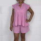 🌸Up to 40% OFF🔥Women's Cheesecloth Ruffle Shorts & Top Set