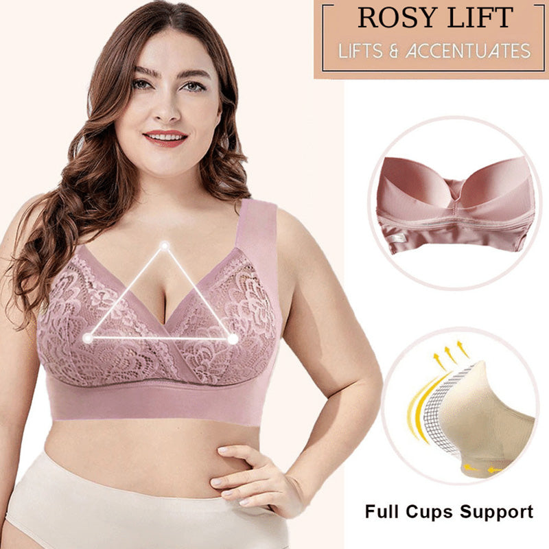 🌸Up to 40% OFF🔥 Comfort Extra Elastic Crossed Wireless Support Lace Bra for Plus Size