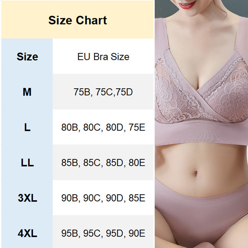 🌸Up to 40% OFF🔥 Comfort Extra Elastic Crossed Wireless Support Lace Bra for Plus Size