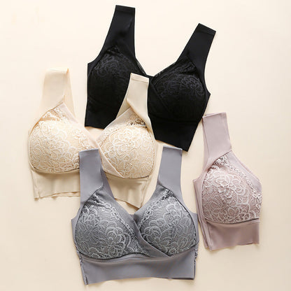 🌸Up to 40% OFF🔥 Comfort Extra Elastic Crossed Wireless Support Lace Bra for Plus Size