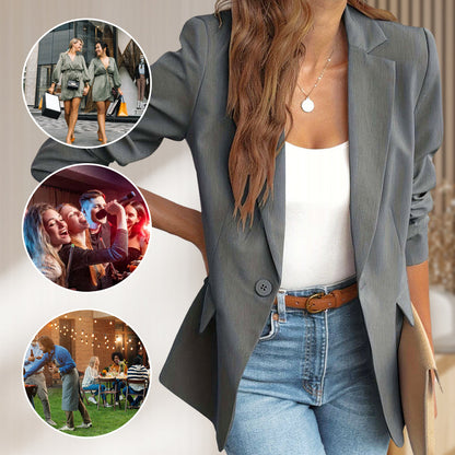 🔥HOT SALE 50% OFF🎁Elegant Soft Solid Color Lapel Buttons Jacket