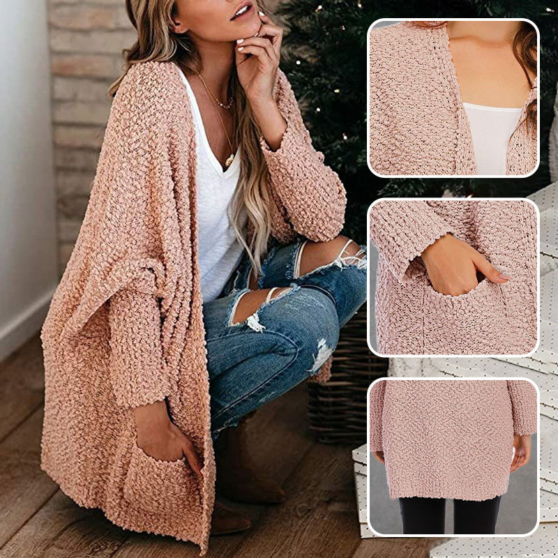 Open Front Long Sleeve Knitted Cardigans Sweater