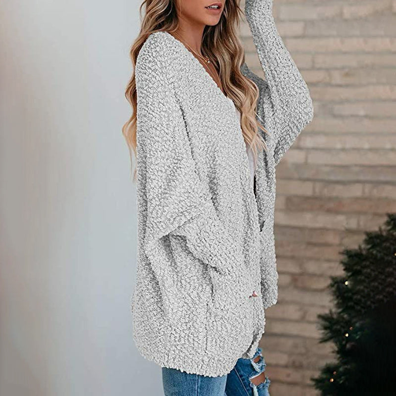 Open Front Long Sleeve Knitted Cardigans Sweater