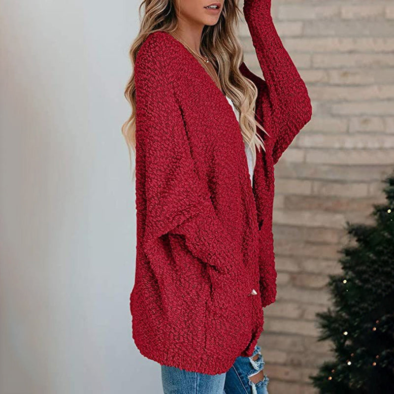 Open Front Long Sleeve Knitted Cardigans Sweater