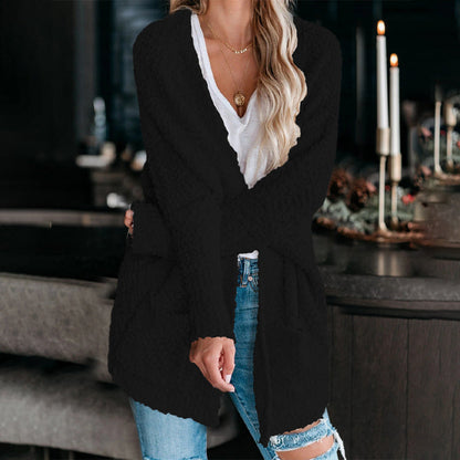 Open Front Long Sleeve Knitted Cardigans Sweater