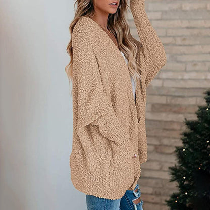 Open Front Long Sleeve Knitted Cardigans Sweater