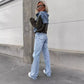 Women's Layered Hoodie Denim Jacket with Drawstring📣