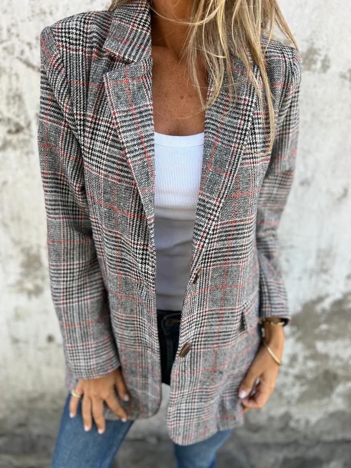 🍂Fall Lapel Collar Slim Button Plaid Small Suit For Women ✈️BUY 2  FREE SHIPPING✈️