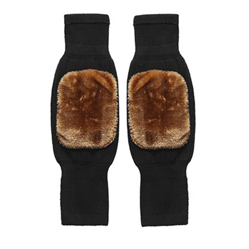 🔥 BUY 2 GET 1! ❄️ UNIVERSAL KNEE PADS - Thickened Faux Fur & Cold Protection, Flexible Fit for Outdoor Work and Winter Sports, Comfortable Wear 🌨️👷