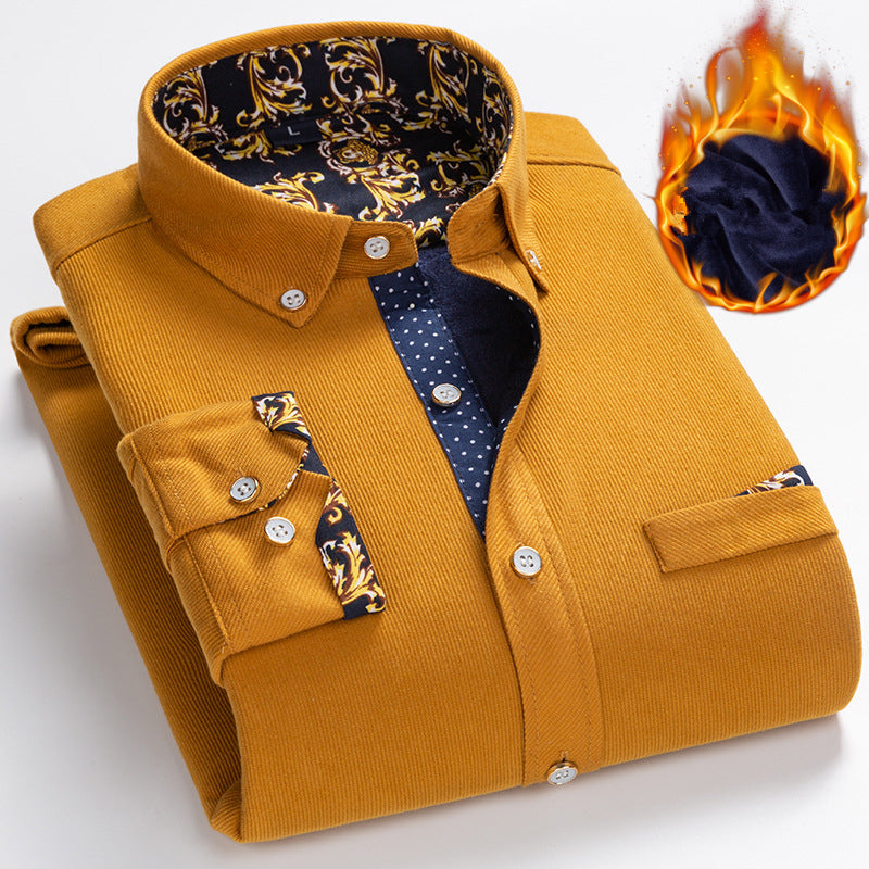 💥Men's Premium Fleece-Lined Corduroy Shirt - Winter Warmth