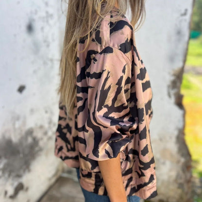 🔥Today 50% off🔥Women's Fall Zebra Print Zipper Bomber Jacket