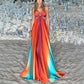 ✨New Arrival✨Neon Sunset Printed Metal Decoration Cutout Back Tie-up Vacation Maxi Dress