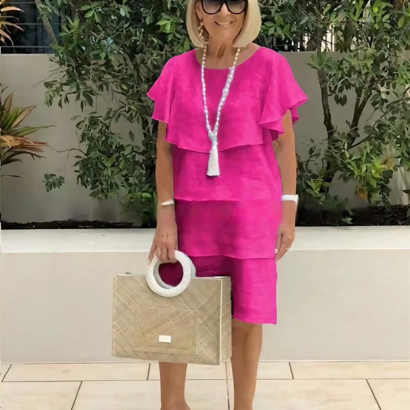 🌸Spring Specials💐 Ruffle Short Sleeve Knee-Length Chiffon Dress