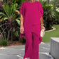 ⏰ONLY $39.99 FOR FULL TWO-PIECE SET! Charming Irregular Top & Elegant Wide Leg Pants Set, Soft Comfort Outfit Ideal for Summer Daily Wear