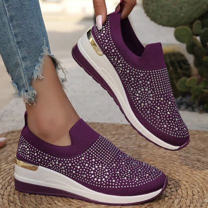 Rhinestone Slip-on Casual Mesh Fabric Sneakers For Women