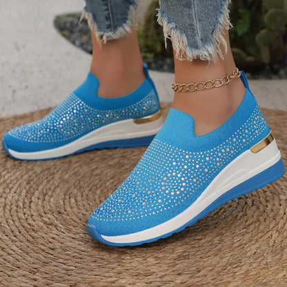 Rhinestone Slip-on Casual Mesh Fabric Sneakers For Women