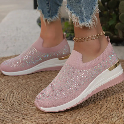 Rhinestone Slip-on Casual Mesh Fabric Sneakers For Women