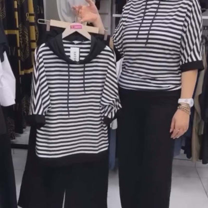 💥HOT SALE 2025💥Women's Striped Top & Solid Pants Set