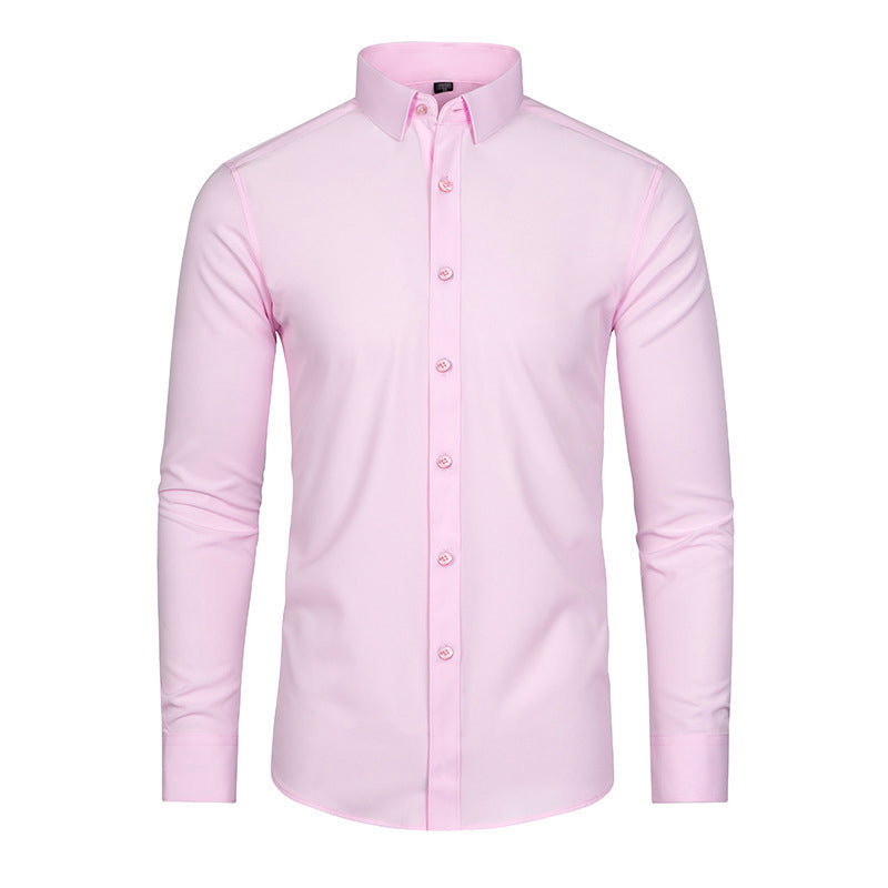 Men's Silky Wrinkle Resistant Solid Color Stretch Shirt