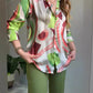 Women's Printed Button Shirt & Pants 2-Piece Set