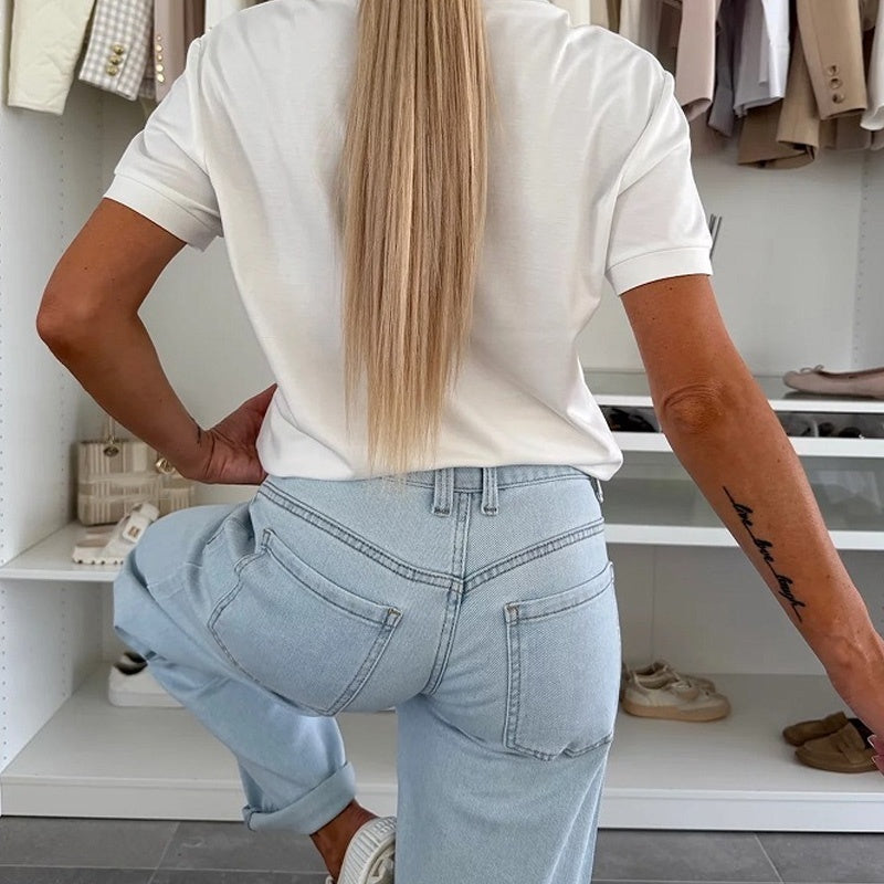 Women's Solid Short Sleeve Button-Down Tops