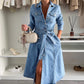 🔥LAST DAY SALE 50% OFF🔥Women's Button Down Long Sleeve Denim Dress