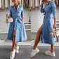 🔥LAST DAY SALE 50% OFF🔥Women's Button Down Long Sleeve Denim Dress